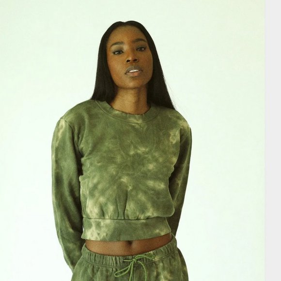 Olive Tie Dye Crop Sweatshirt Large New! - Picture 11 of 14